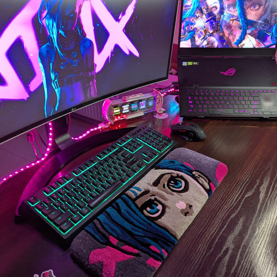 Anime Girl Blue Hair Keyboard Rug
