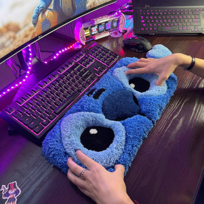 3D Blue Alien Stitch Keyboard Rug
