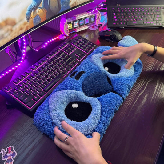 3D Blue Alien Stitch Keyboard Rug
