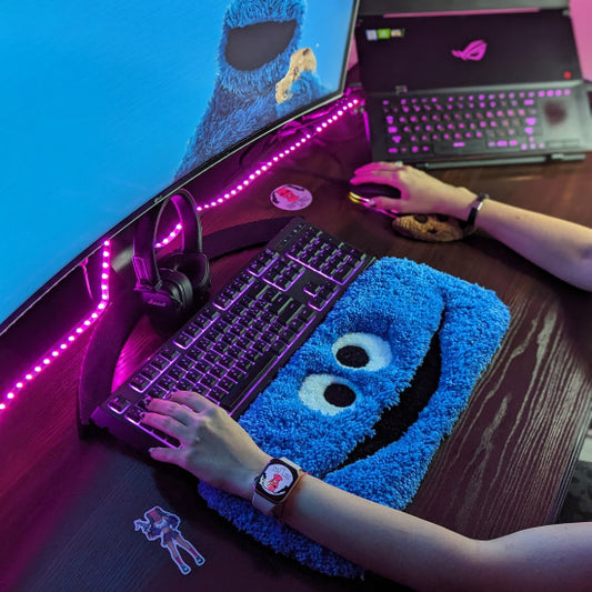 3D Blue Monster Keyboard Rug