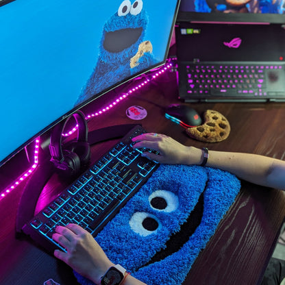 3D Blue Monster Keyboard Rug