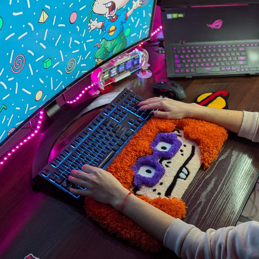 3D Orange Monster Keyboard Rug