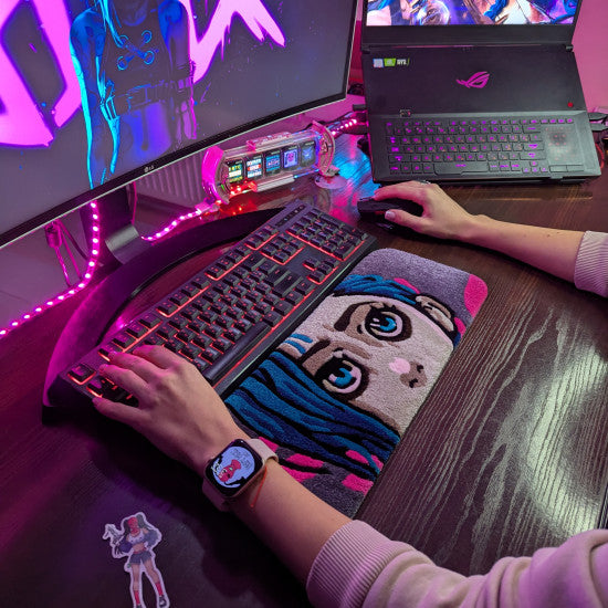 Anime Girl Blue Hair Keyboard Rug